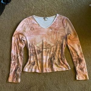 Pink Paris Long Sleeve Sweater Tee